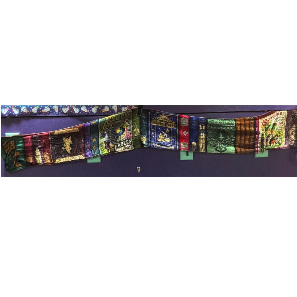 Victorian Trading Co Silk Velvet FAIRYTALE Book Print SCARF Fairycore Whimsigoth
